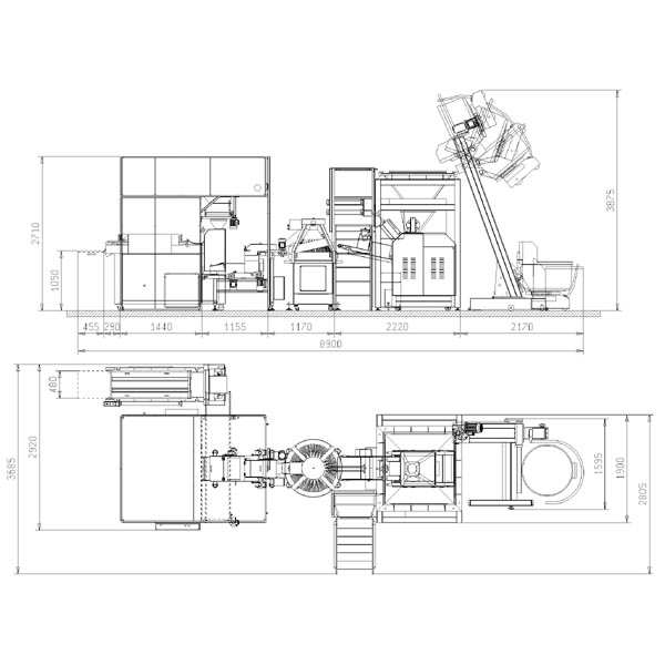 2-way large bread-making line